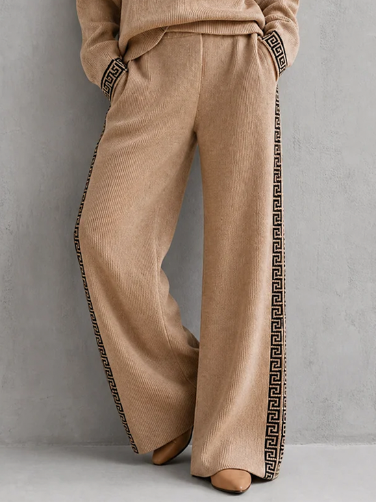 Medium Elasticity Casual Color Block Straight Pants