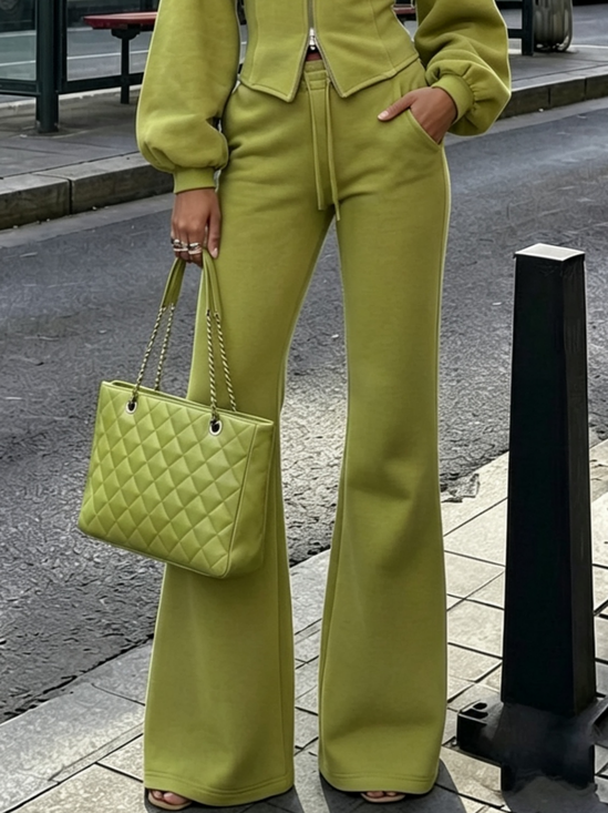Casual Plain Flare Pants