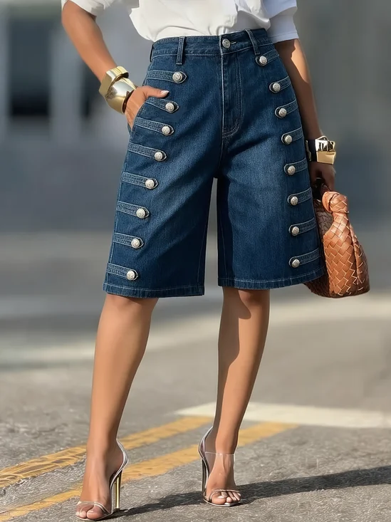 Casual Regular Fit Denim Shorts