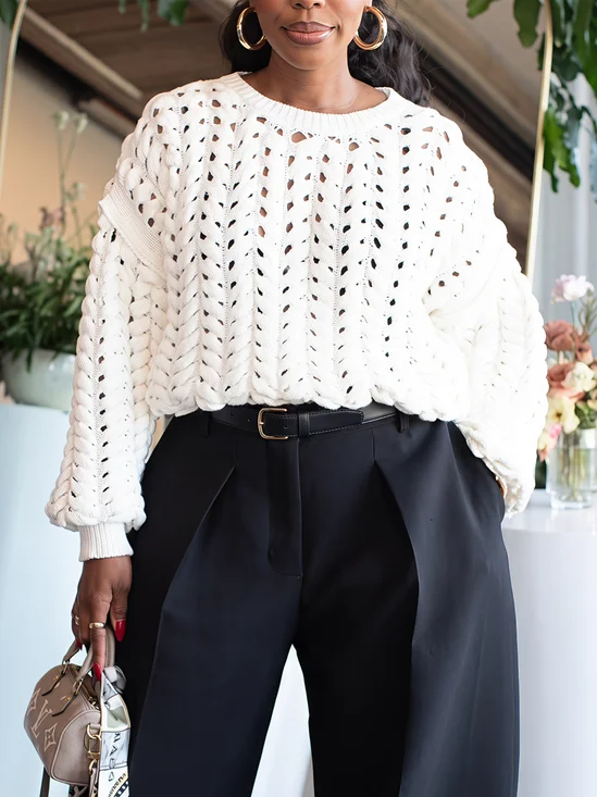 Urban Plain Hollow Out  Sweater
