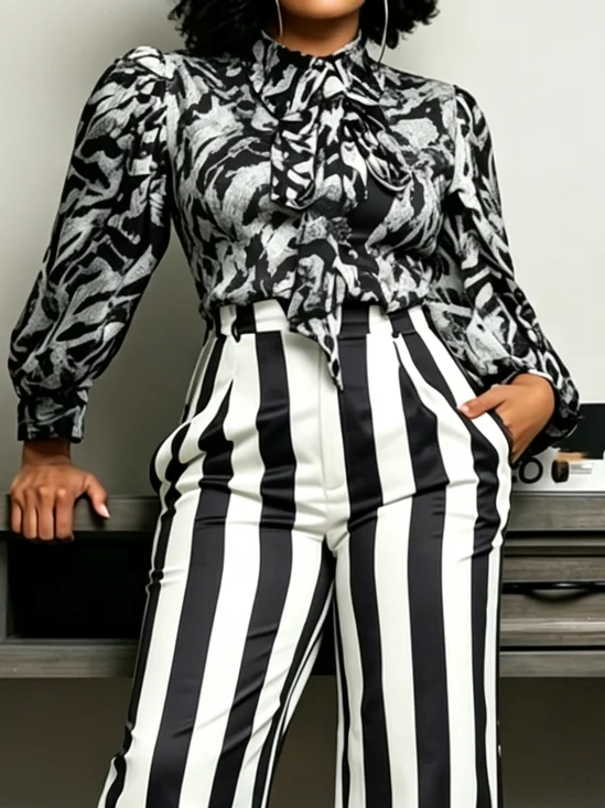 Urban Zebra Shirt Collar Long Sleeve Shirt