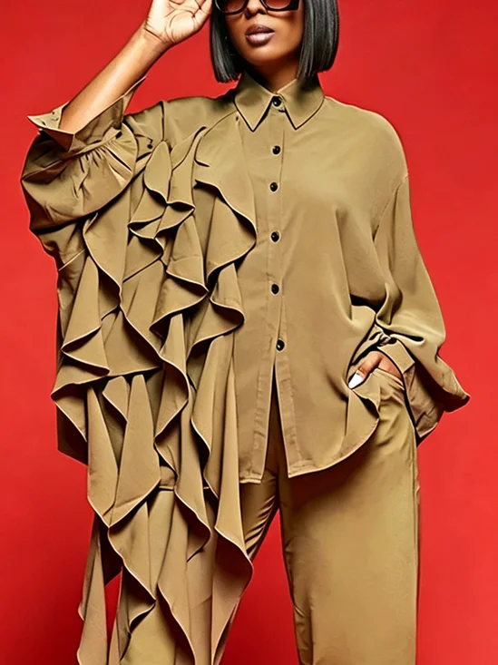 Urban Plain Peplum Loosen Shirt