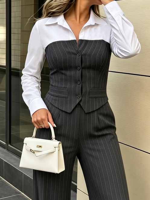 Urban Striped Striped Shirt Collar Shirt
