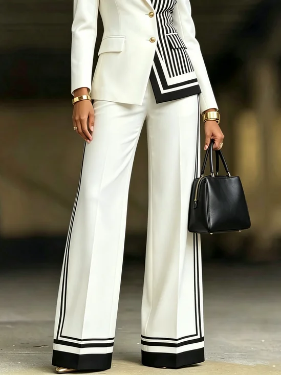 Regular Fit Urban Striped Straight Long Pants