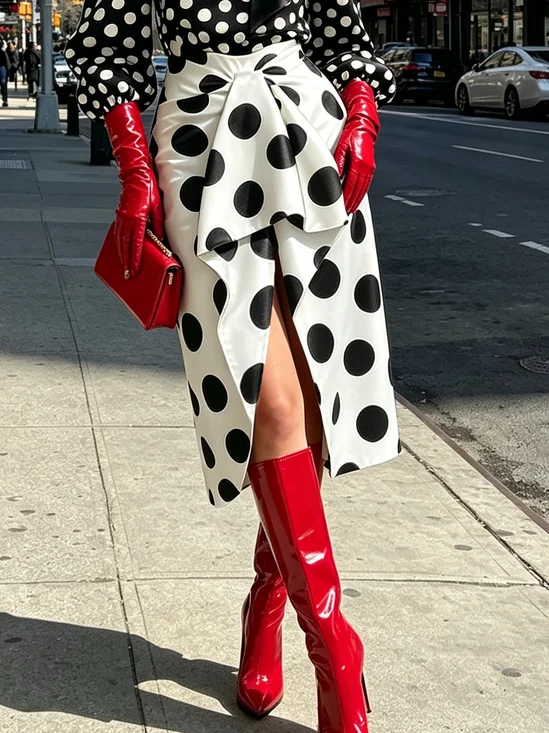 Urban Printing Polka Dots Midi Skirt