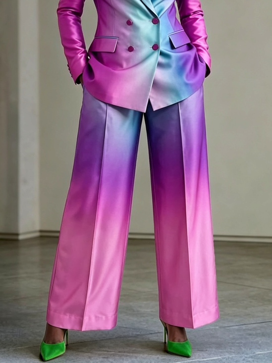 Elegant Ombre Printing Straight Pants