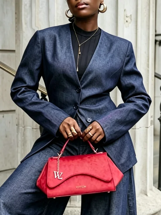 Urban Distressing Plain V Neck Denim Coat