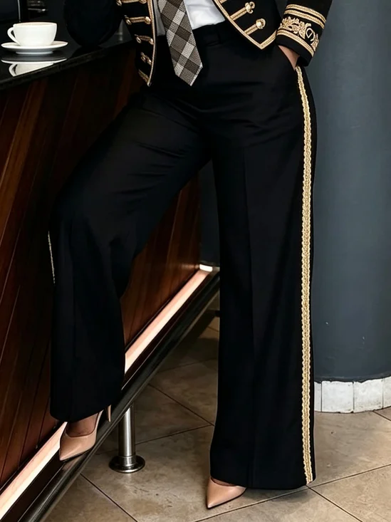 Urban Plain Braided Strap Straight Pants