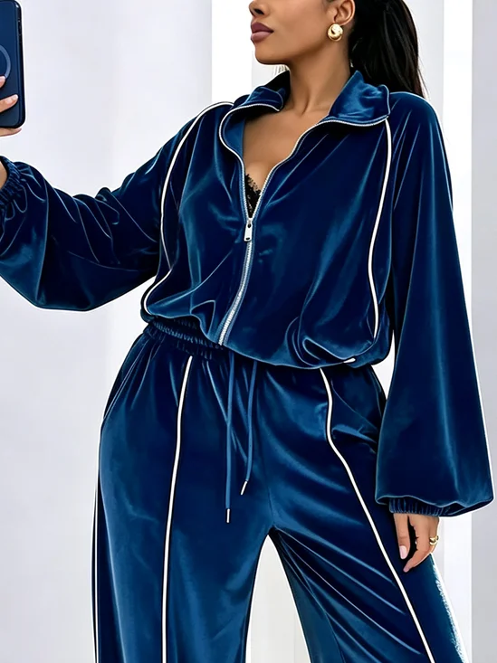 Casual Color Block Shawl Collar Jacket