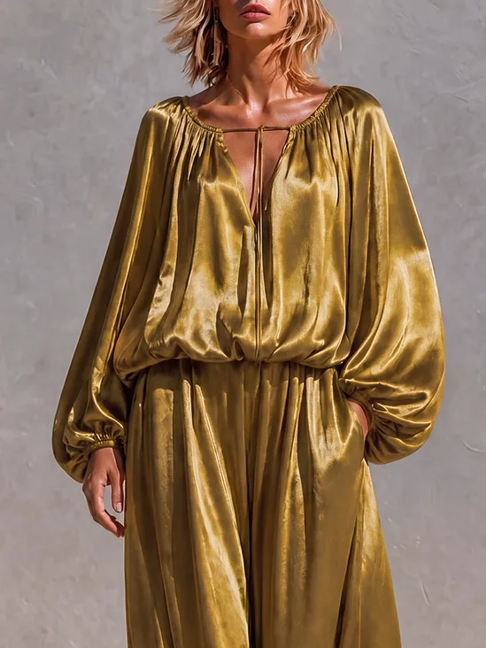 Elegant Plain V Neck Blouse