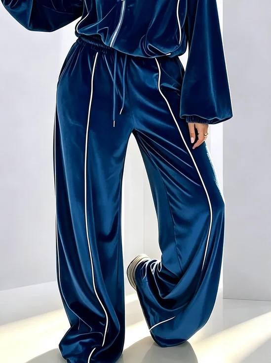 Casual Color Block Wide Leg Pants