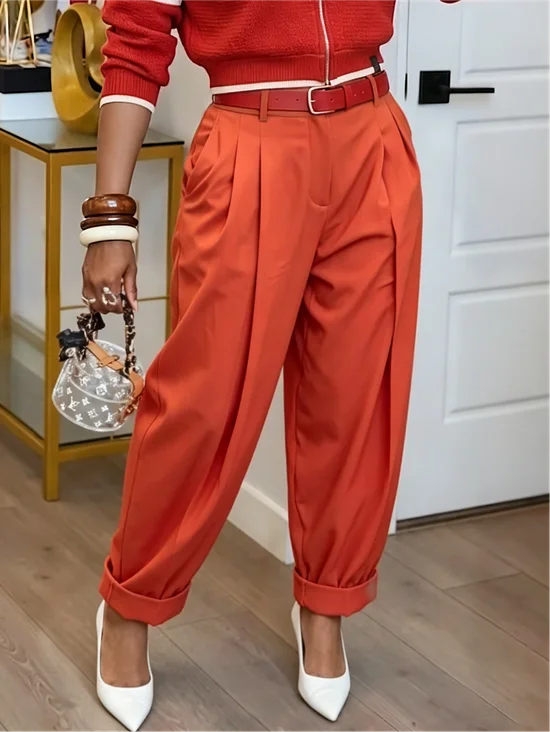 Urban Plain Straight Pants No Belt