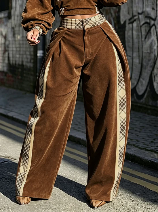 Urban Plaid Split Joint Turnip Pants