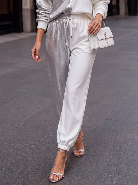 Casual Color Block Split Joint Ankle Banded Pants