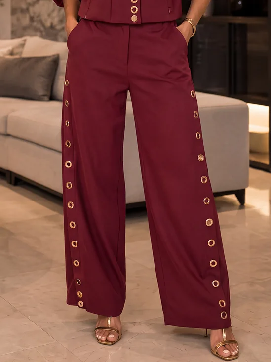 Urban Plain Metal Straight Pants