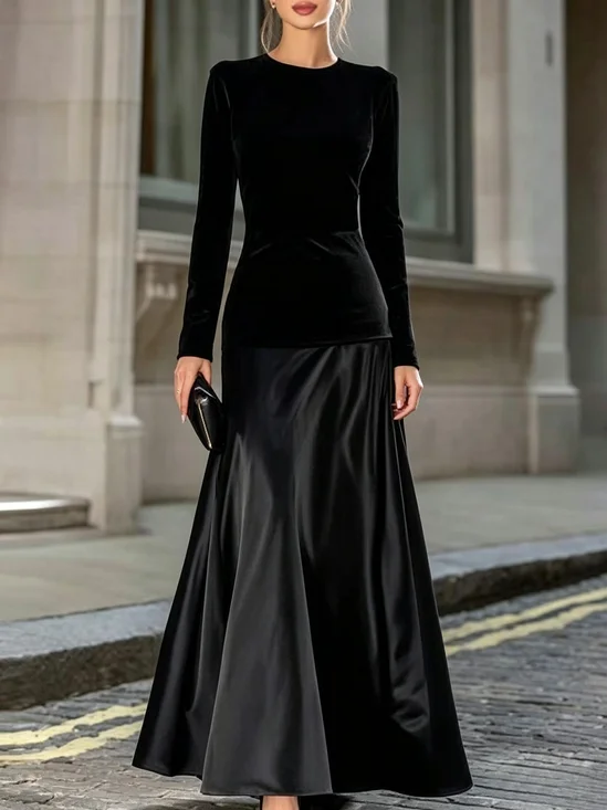 Elegant Plain Split Joint  Maxi Dress