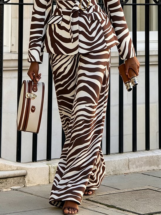 Urban Zebra Printing Wide Leg Pants