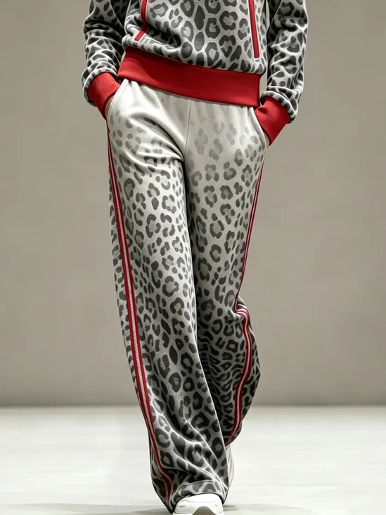 Casual Leopard Printing Straight Pants