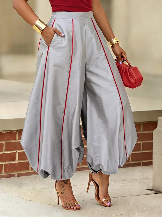 Casual Color Block Ruched Bloomers
