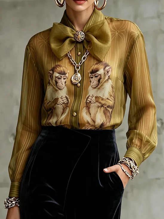 Urban 3D Printing Shirt Collar Long Sleeve Shirt