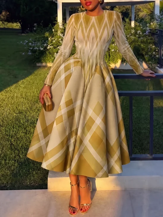 Elegant Geometric Printing  Maxi Dress
