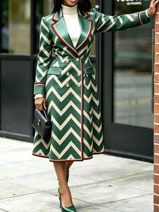 Urban Geometric Lapel Collar Mid-long Blazer