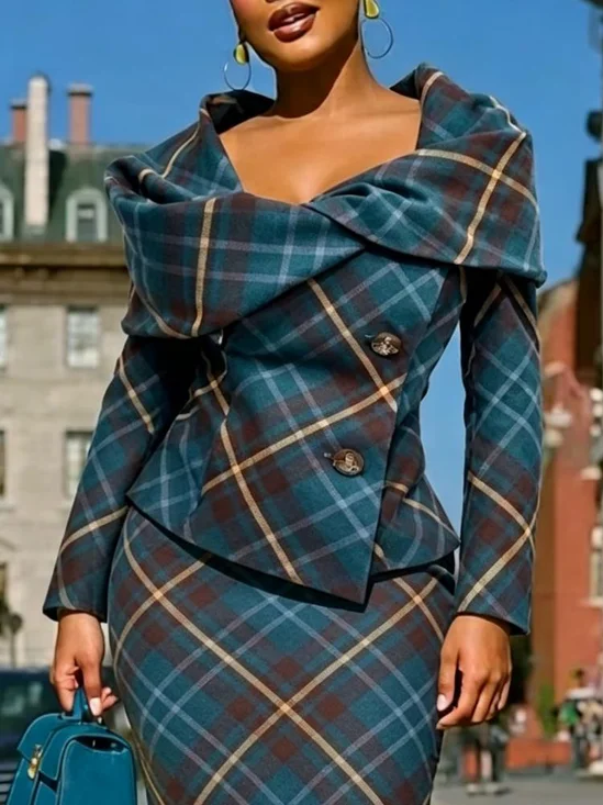 Elegant Printing Plaid Jacket