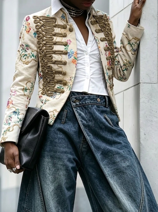 Urban Floral Stand Collar Jacket