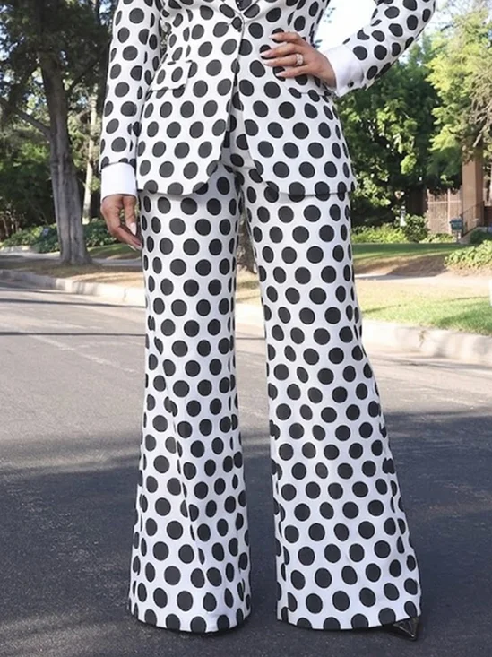 Plus Size Urban Loose Long Polka Dots Pants With No Belt