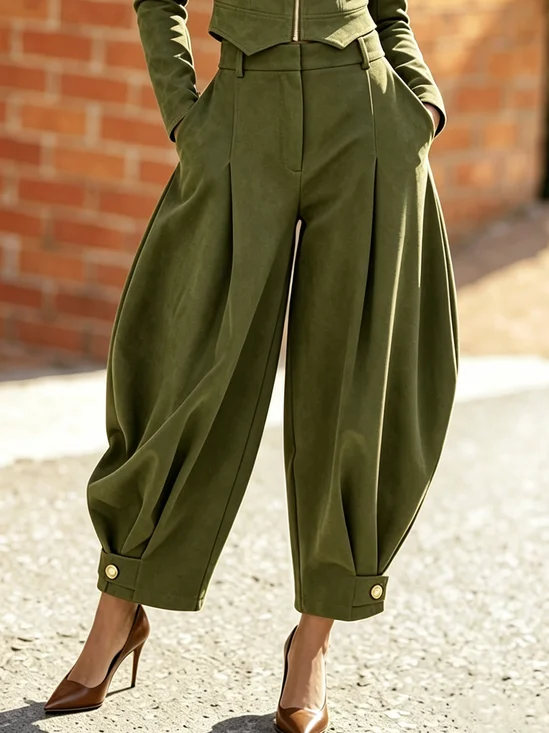 Urban Plain Faux Leather Pants