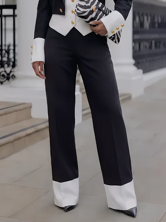 Urban Color Block Split Joint Straight Pants