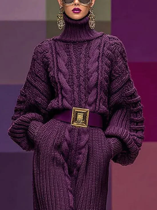 Elegant Plain Turtleneck Sweater