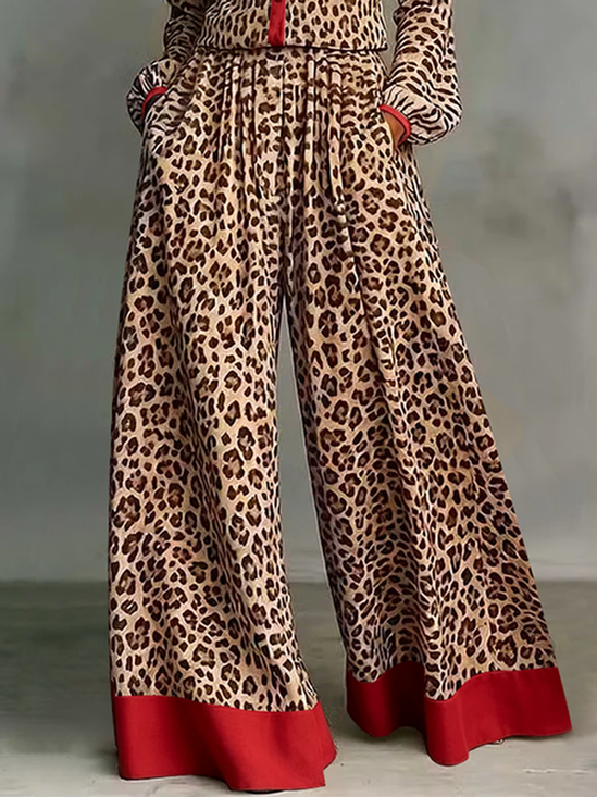 Plus Size Color Block Urban Pants With No Belt
