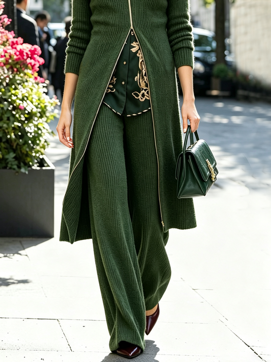 Casual Plain Straight  Sweater Pants