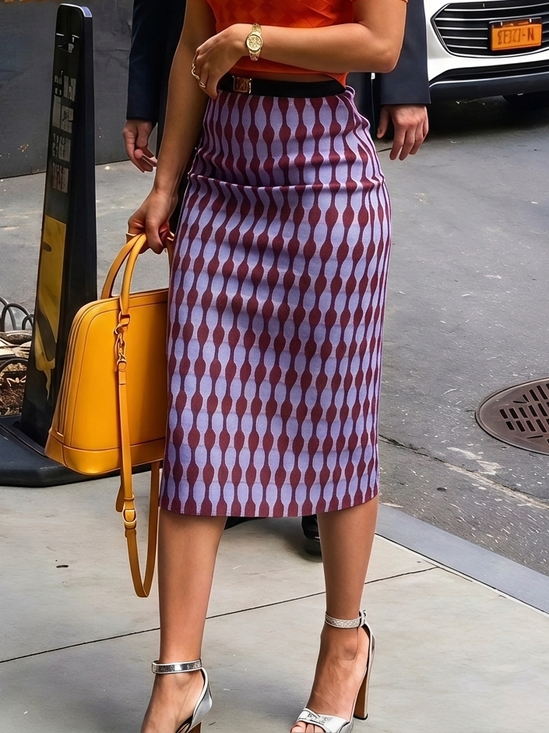 Elegant Geometric Midi Skirt