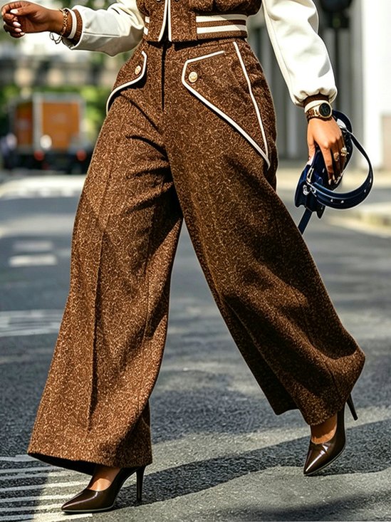 Urban Color Block Split Joint Wide Leg Pants