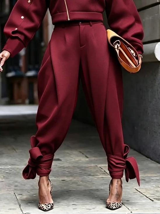 Urban Plain Lace-up Turnip Pants