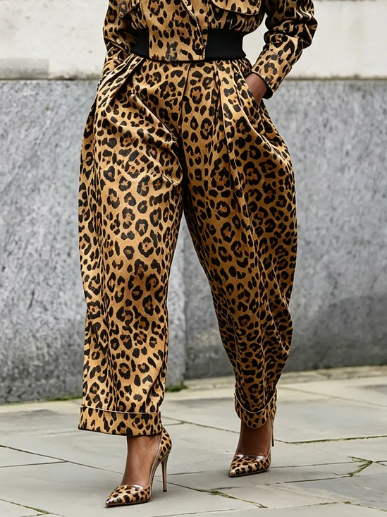 Urban Leopard Printing Loosen Pants