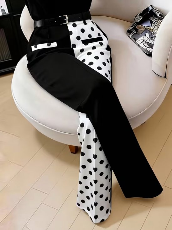 Urban Polka Dots Split Joint Wide Leg Pants