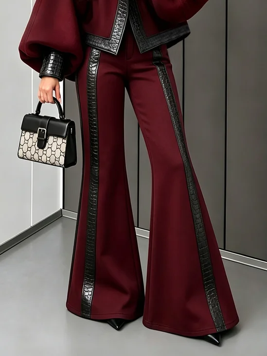Urban Color Block Split Joint Flare Pants