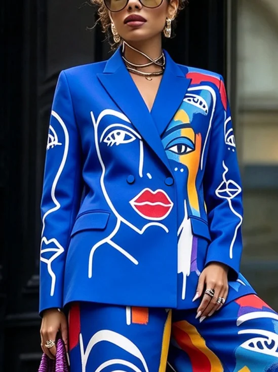 Urban Printing Random Print Lapel Collar Blazer