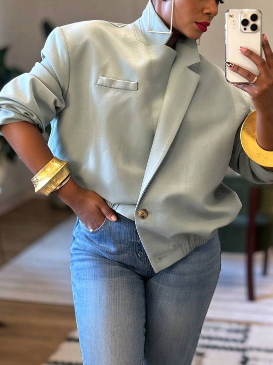 Casual Asymmetric Plain Lapel Collar Jacket