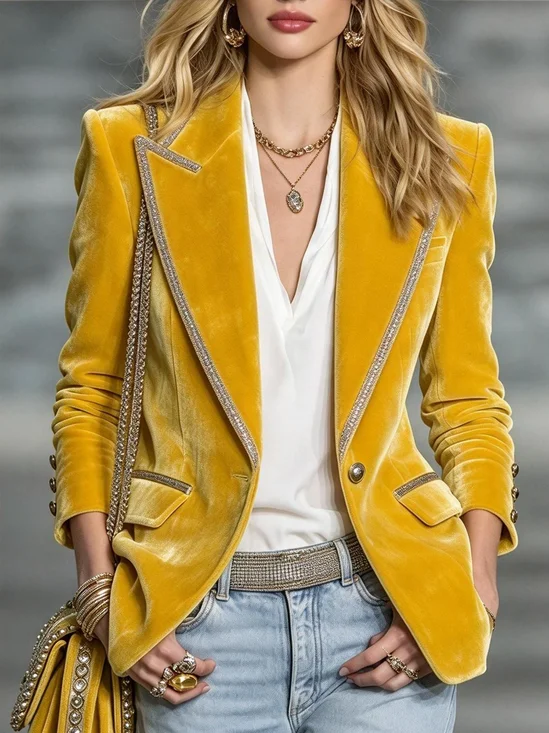 Urban Webbing Plain Lapel Collar Blazer
