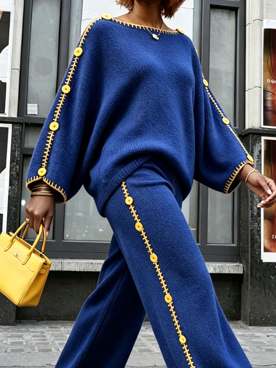 High Elasticity Casual Color Block Off The Shoulder Sweater