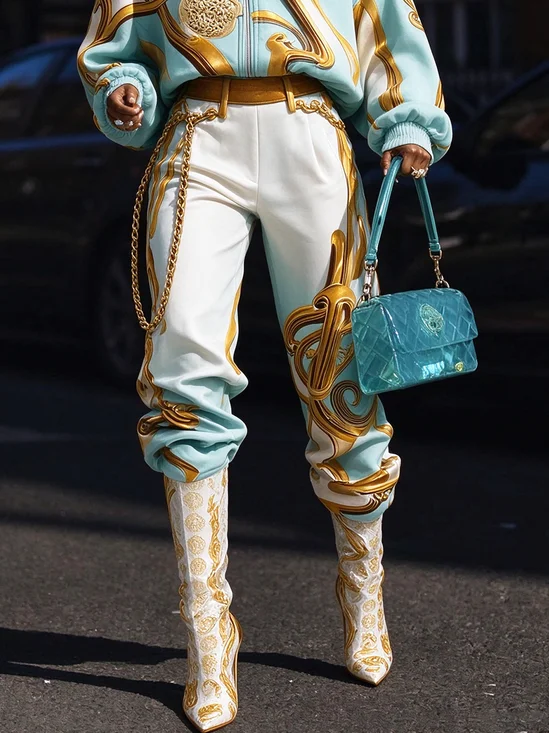 Casual 3D Printing Ankle Banded Pants