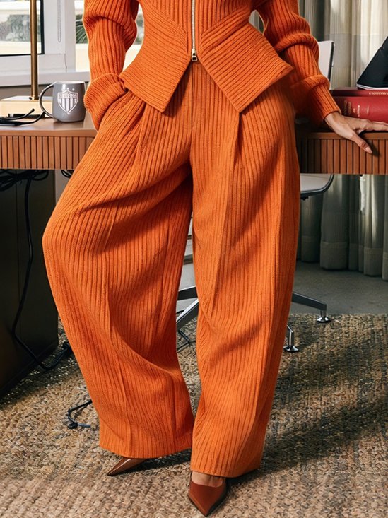 Urban Plain Sweater Wide Leg Pants