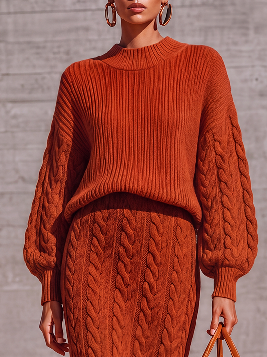 Wool/Knitting Casual Plain Crew Neck Sweater