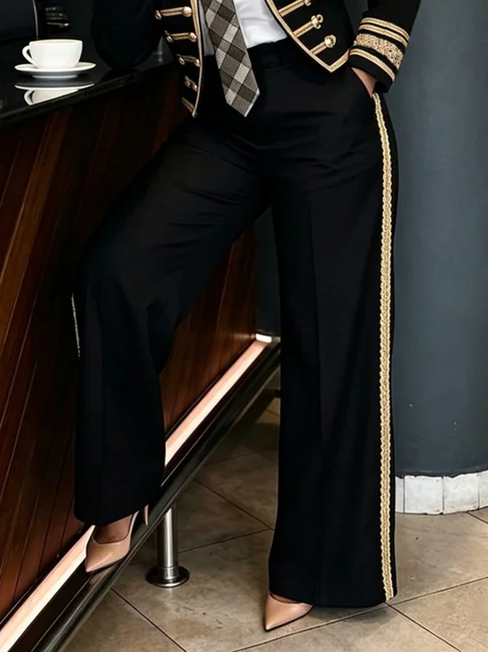Urban Plain Braided Strap Straight Pants