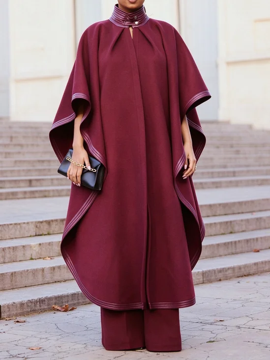 Urban Split Joint Plain Mock Neck Long Coat