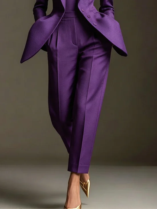 Plus Size Urban Plain Straight Pants